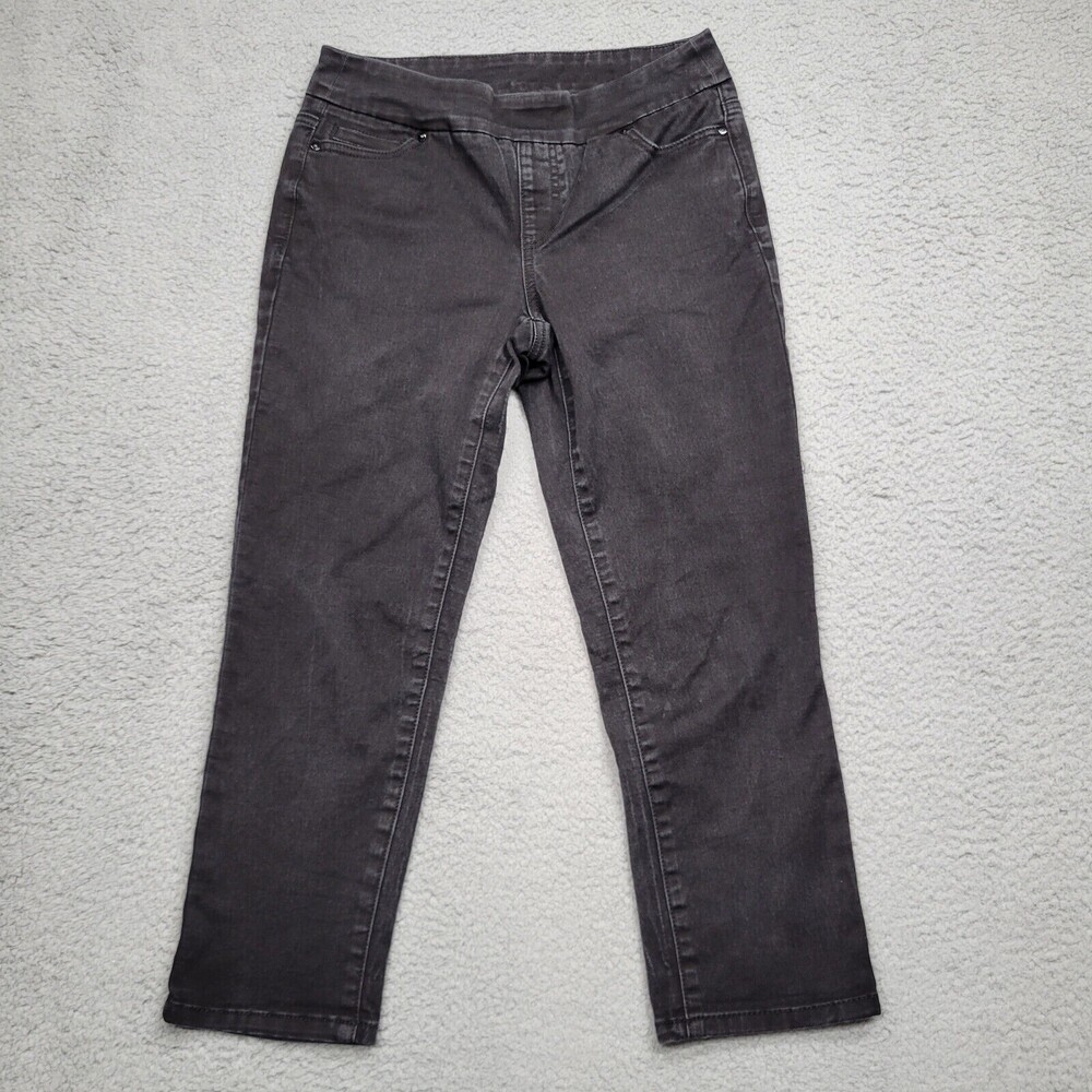 Westbound Womens Jeans 4P Petites Black Denim Straight Leg Pull On 28x22*